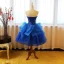 Schöne Königliches Blau Ballkleider 2017 Ballkleid Bandeau Ärmellos Applikationen Spitze Strass Pailletten Wadenlang Fallende Rüsche Rückenfreies Festliche Kleider