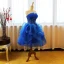 Schöne Königliches Blau Ballkleider 2017 Ballkleid Bandeau Ärmellos Applikationen Spitze Strass Pailletten Wadenlang Fallende Rüsche Rückenfreies Festliche Kleider