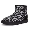 Mode Schneestiefel 2017 Schwarz Leopardenmuster Leder Ankle Boots Wildleder Freizeit Winter Flache Stiefel Damen