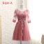 Chic / Belle Rose Bonbon Transparentes Robe Demoiselle D'honneur 2018 Princesse Encolure Dégagée 1/2 Manches Appliques En Dentelle Noeud Ceinture Volants Dos Nu Robe Pour Mariage