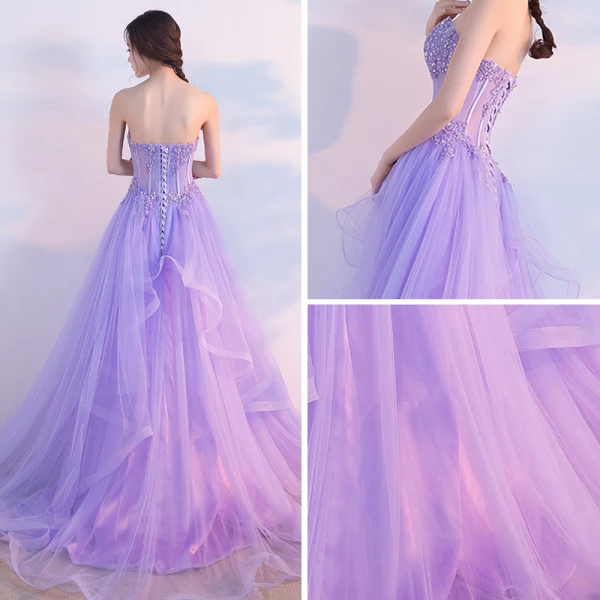 Fine Syrin Selskapskjoler 2017 Prinsesse Kjæreste Uten Ermer Appliques Blonder Rhinestone Gripende Ruffles Feie Tog Ryggløse Formelle Kjoler