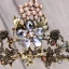 Vintage Barokk Svart Gull Tiara 2018 Metall Perle Rhinestone Tilbehør