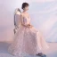 Chic / Beautiful Pearl Pink Homecoming Graduation Dresses 2017 A-Line / Princess V-Neck Sleeveless Appliques Flower Sash Ankle Length Ruffle Backless Formal Dresses