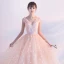 Chic / Beautiful Pearl Pink Homecoming Graduation Dresses 2017 A-Line / Princess V-Neck Sleeveless Appliques Flower Sash Ankle Length Ruffle Backless Formal Dresses