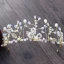 Enkel Gull Tiara 2018 Metall Krystall Beading Rhinestone Perle Tilbehør