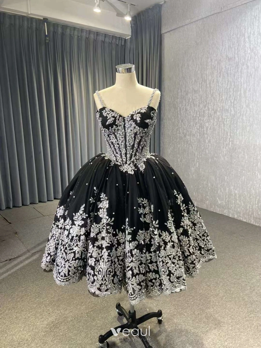 Black dress hot sale with silver straps