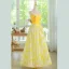 Chic / Beautiful Yellow Prom Dresses 2024 A-Line / Princess Strapless Sleeveless Backless Floor-Length / Long Prom Formal Dresses