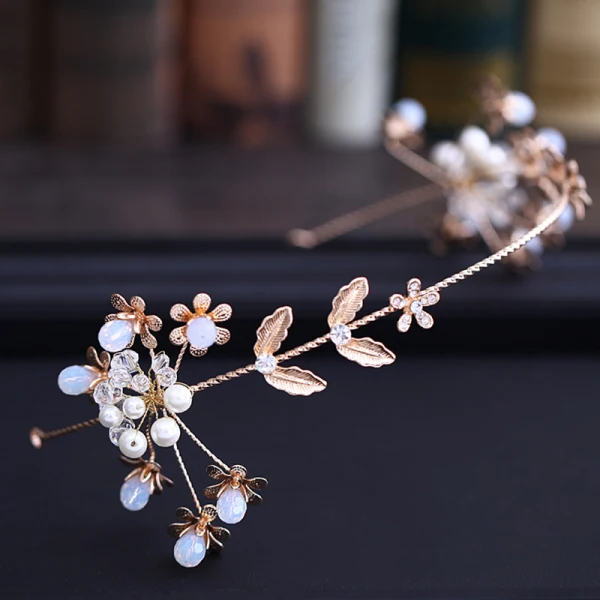 Modest / Simple Gold Headpieces 2018 Metal Crystal Pearl Rhinestone Accessories