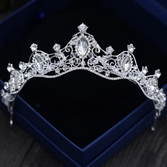 Sparkly Sølv Tiara 2018 Metall Krystall Beading Rhinestone Tilbehør