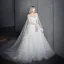 Chic / Beautiful Romantic Outdoor / Garden Wedding Dresses 2017 Rhinestone Lace Appliques Sleeveless Off-The-Shoulder Backless Cathedral Train White Ball Gown