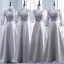 Modest / Simple Grey Pierced Bridesmaid Dresses 2018 A-Line / Princess Appliques Lace Sash Floor-Length / Long Backless Wedding Party Dresses