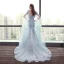 Flower Fairy Sky Blue Beach See-through Prom Dresses 2018 Trumpet / Mermaid Scoop Neck Short Sleeve Appliques Flower Watteau Train Ruffle Backless Formal Dresses