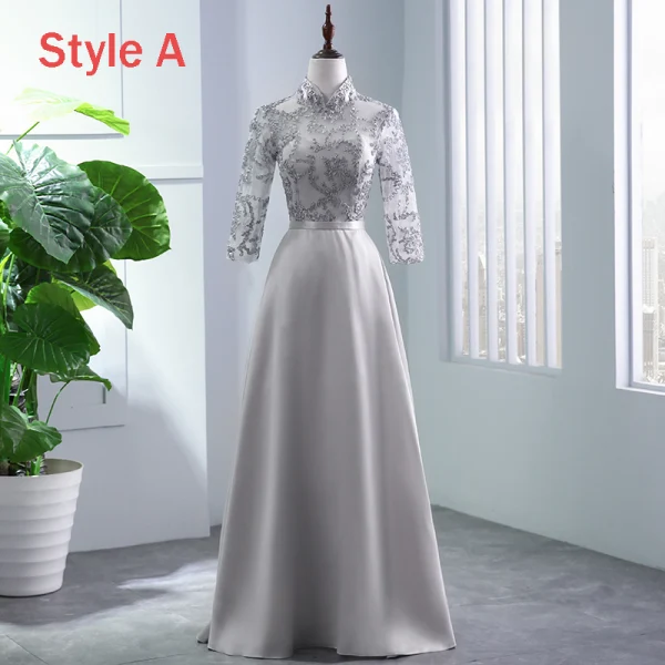 Modest / Simple Grey Pierced Bridesmaid Dresses 2018 A-Line / Princess Appliques Lace Sash Floor-Length / Long Backless Wedding Party Dresses