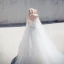 Chic / Beautiful Romantic Outdoor / Garden Wedding Dresses 2017 Rhinestone Lace Appliques Sleeveless Off-The-Shoulder Backless Cathedral Train White Ball Gown