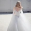 Chic / Beautiful Romantic Outdoor / Garden Wedding Dresses 2017 Rhinestone Lace Appliques Sleeveless Off-The-Shoulder Backless Cathedral Train White Ball Gown