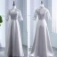 Modest / Simple Grey Pierced Bridesmaid Dresses 2018 A-Line / Princess Appliques Lace Sash Floor-Length / Long Backless Wedding Party Dresses