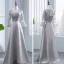 Modest / Simple Grey Pierced Bridesmaid Dresses 2018 A-Line / Princess Appliques Lace Sash Floor-Length / Long Backless Wedding Party Dresses