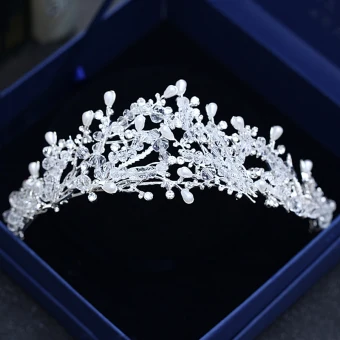 Fine Sølv Bryllup Tilbehør 2018 Metall Krystall Beading Perle Rhinestone Tiara
