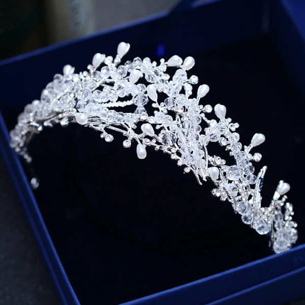 Chic / Belle Argenté Mariage Accessorize 2018 Métal Cristal Perlage Perle Faux Diamant Tiare