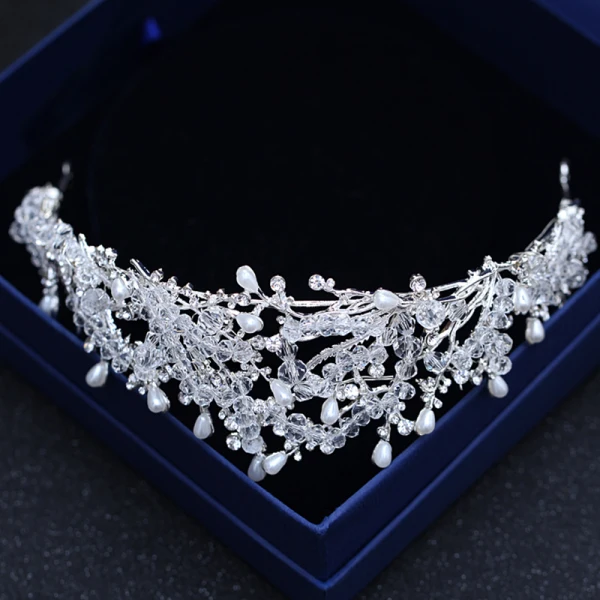 Chic / Belle Argenté Mariage Accessorize 2018 Métal Cristal Perlage Perle Faux Diamant Tiare