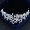 Chic / Beautiful Silver Wedding Accessories 2018 Metal Crystal Beading Pearl Rhinestone Tiara