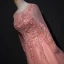 Chic / Belle Perle Rose Robe De Soirée 2017 Princesse Encolure Dégagée Manches Longues Appliques En Dentelle Paillettes Perlage Perle Faux Diamant Train De Balayage Volants Dos Nu Robe De Ceremonie