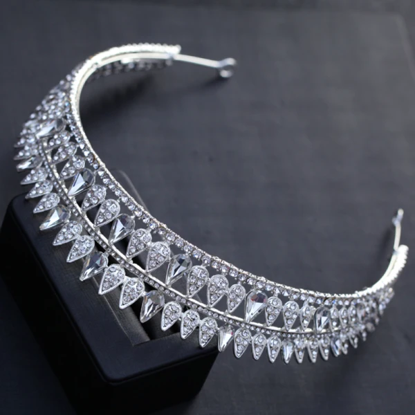 Luksus Sølv Bryllup Tilbehør 2018 Metall Rhinestone Tiara