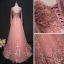 Chic / Belle Perle Rose Robe De Soirée 2017 Princesse Encolure Dégagée Manches Longues Appliques En Dentelle Paillettes Perlage Perle Faux Diamant Train De Balayage Volants Dos Nu Robe De Ceremonie