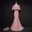 Chic / Beautiful Pearl Pink Evening Dresses  2017 Trumpet / Mermaid Off-The-Shoulder 1/2 Sleeves Crystal Beading Court Train Split Front Backless Formal Dresses