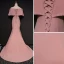 Chic / Beautiful Pearl Pink Evening Dresses  2017 Trumpet / Mermaid Off-The-Shoulder 1/2 Sleeves Crystal Beading Court Train Split Front Backless Formal Dresses