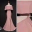 Chic / Beautiful Pearl Pink Evening Dresses  2017 Trumpet / Mermaid Off-The-Shoulder 1/2 Sleeves Crystal Beading Court Train Split Front Backless Formal Dresses