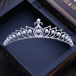 Enkel Sølv Tilbehør 2018 Metall Rhinestone Perle Tiara