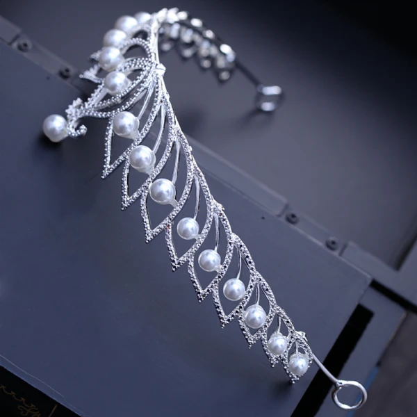 Modest / Simple Silver Accessories 2018 Metal Rhinestone Pearl Tiara