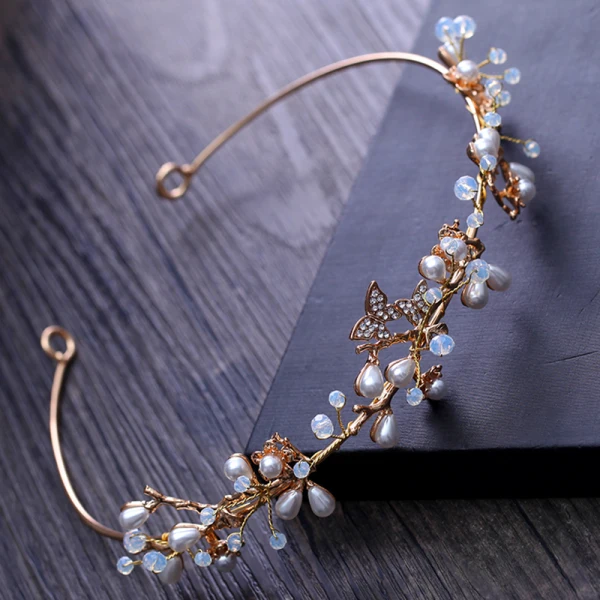 Simple Doré Mariage Accessoire Cheveux 2018 Métal Perle Faux Diamant Cristal Accessorize