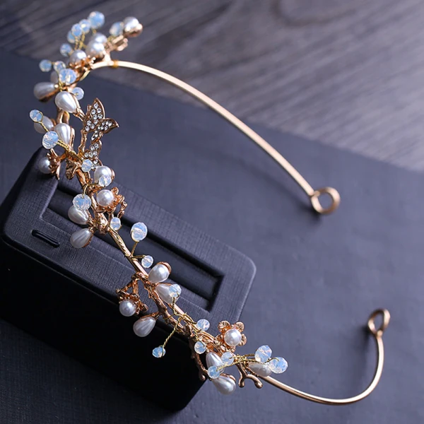 Simple Doré Mariage Accessoire Cheveux 2018 Métal Perle Faux Diamant Cristal Accessorize