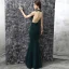 Vintage Dark Green Evening Dresses  2017 Trumpet / Mermaid High Neck Sleeveless Appliques Lace Rhinestone Floor-Length / Long Ruffle Backless Pierced Formal Dresses