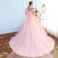 Simple Rougissant Rose Transparentes Robe De Mariée 2018 Robe Boule Encolure Dégagée Manches Courtes Dos Nu Volants Chapel Train