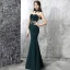 Vintage Dark Green Evening Dresses  2017 Trumpet / Mermaid High Neck Sleeveless Appliques Lace Rhinestone Floor-Length / Long Ruffle Backless Pierced Formal Dresses
