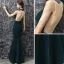 Vintage Dark Green Evening Dresses  2017 Trumpet / Mermaid High Neck Sleeveless Appliques Lace Rhinestone Floor-Length / Long Ruffle Backless Pierced Formal Dresses