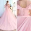 Simple Rougissant Rose Transparentes Robe De Mariée 2018 Robe Boule Encolure Dégagée Manches Courtes Dos Nu Volants Chapel Train