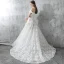 Chic / Beautiful White Wedding Dresses 2017 A-Line / Princess Off-The-Shoulder Short Sleeve Appliques Lace Flower Pearl Backless Printing Ruffle Court Train