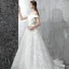Chic / Beautiful White Wedding Dresses 2017 A-Line / Princess Off-The-Shoulder Short Sleeve Appliques Lace Flower Pearl Backless Printing Ruffle Court Train