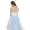 High Low White Sky Blue Cocktail Dresses 2018 Ball Gown Sweetheart Sleeveless Multi-Colors Appliques Flower Bow Sash Asymmetrical Ruffle Backless Formal Dresses