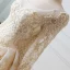 Luxury / Gorgeous Champagne Wedding Dresses 2018 Ball Gown U-Neck Pierced Long Sleeve Backless Pearl Beading Appliques Lace Ruffle Cathedral Train