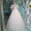 Amazing / Unique Office Wedding Dresses 2017 Flower Rhinestone Backless 1/2 Sleeves Scoop Neck Floor-Length / Long White Ball Gown