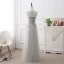Discount Grey See-through Prom Dresses 2018 A-Line / Princess Scoop Neck Sleeveless Appliques Lace Flower Floor-Length / Long Ruffle Formal Dresses