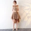 Modern / Fashion Champagne See-through Cocktail Dresses 2018 A-Line / Princess Scoop Neck Sleeveless Appliques Flower Metal Sash Asymmetrical Ruffle Formal Dresses
