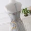 Discount Grey See-through Prom Dresses 2018 A-Line / Princess Scoop Neck Sleeveless Appliques Lace Flower Floor-Length / Long Ruffle Formal Dresses