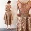 Modern / Fashion Champagne See-through Cocktail Dresses 2018 A-Line / Princess Scoop Neck Sleeveless Appliques Flower Metal Sash Asymmetrical Ruffle Formal Dresses
