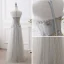 Discount Grey See-through Prom Dresses 2018 A-Line / Princess Scoop Neck Sleeveless Appliques Lace Flower Floor-Length / Long Ruffle Formal Dresses